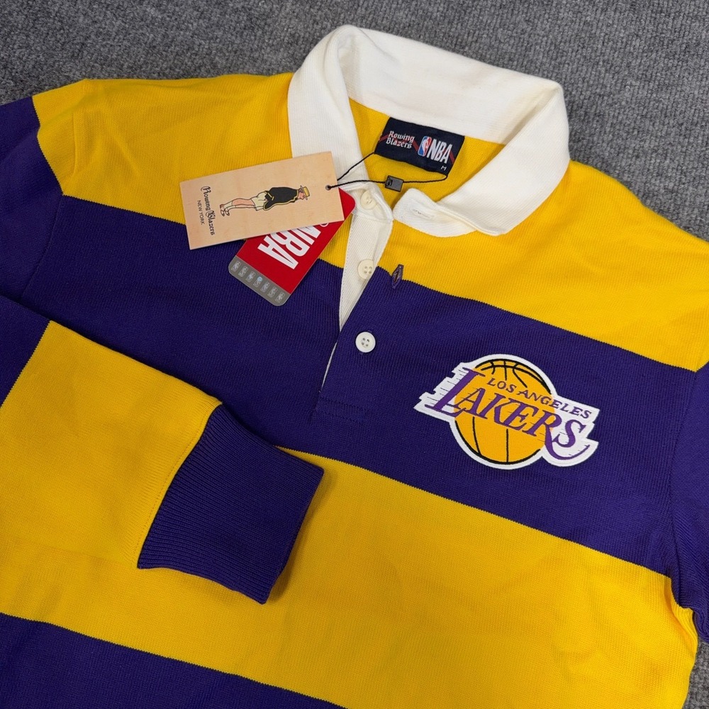Rowing Blazers x Los Angeles Lakers Rugby Shirt Men Medium Long Sleeve Polo NEW